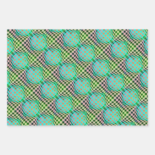 Taffi Op Art Green en Oranje Sampler Inpakpapier Vel (Voorkant)