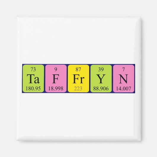 Taffryn periodieke tabelnaam magneet (Voorkant)