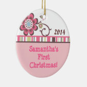 Taffy Flower Butterfly gepersonaliseerde naam Orna Keramisch Ornament (Rechts)