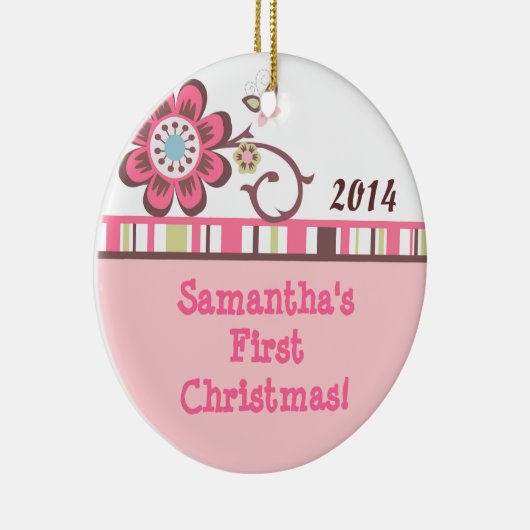 Taffy Flower Butterfly gepersonaliseerde naam Orna Keramisch Ornament (Rechts)