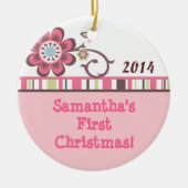 Taffy Flower Butterfly gepersonaliseerde naam Orna Keramisch Ornament (Voorkant)