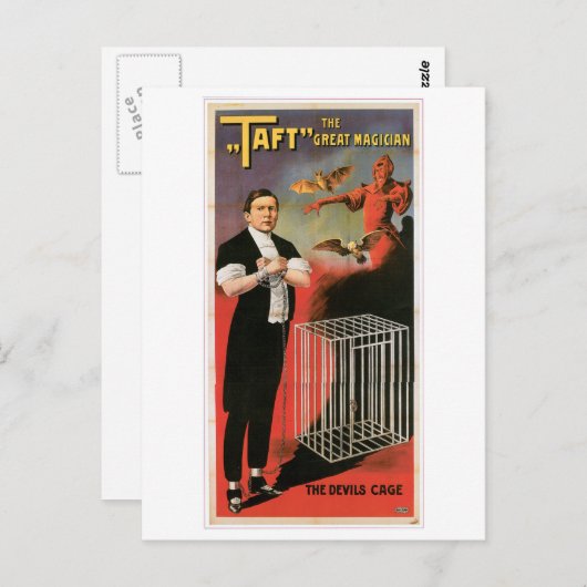 Taft ~ Magicies Devils Cage  Magic Act Briefkaart (Voorkant / Achterkant)