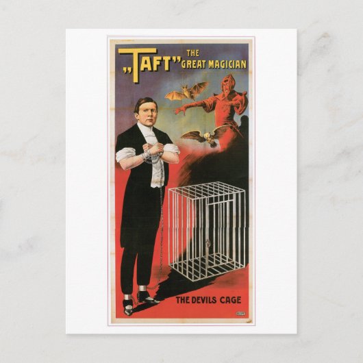 Taft ~ Magicies Devils Cage  Magic Act Briefkaart (Voorkant)