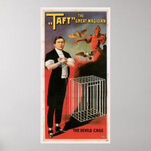 Taft ~ Magicies Devils Cage  Magic Act Poster