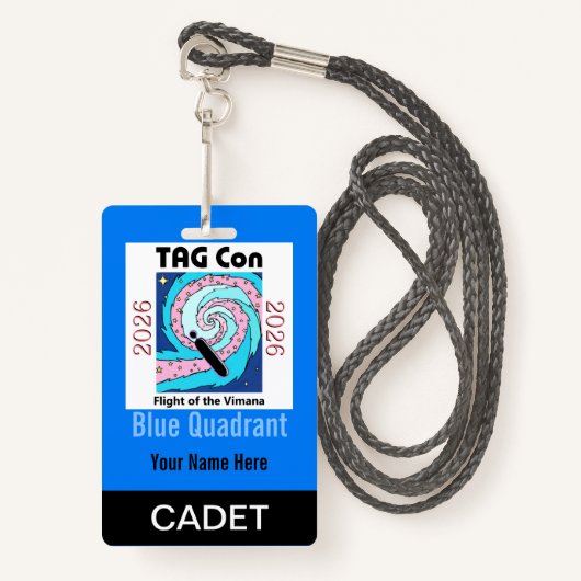 TAG Con 2026 - Blue Quadrant - Cadet Badge (Voorkant met draagriem)