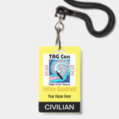 TAG Con 2026 - Gele Kwadrant - Burger Badge (Voorzijde met lanyard)