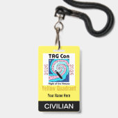 TAG Con 2026 - Gele Kwadrant - Burger Badge (Achterkant met lanyard)