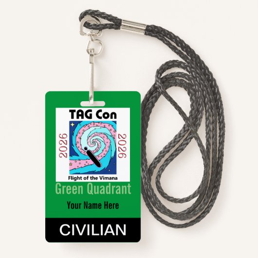 TAG Con 2026 - Green Quadrant - Civilian Badge (Voorkant met draagriem)