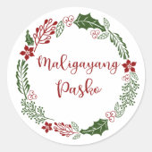 Tagalog Kerstkrans, Prettig Kerstfeest Ronde Sticker (Voorkant)