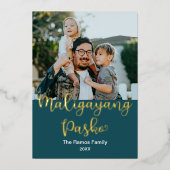 Tagalog Maligayang Pasko, prettige kerst Folie Feestdagenkaart (Voorkant)