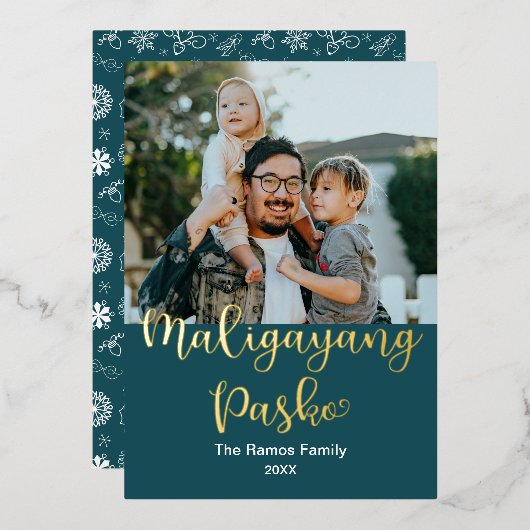 Tagalog Maligayang Pasko, prettige kerst Folie Feestdagenkaart (Voorkant / Achterkant)