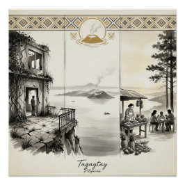 Tagaytay- One Ridge Three Moments Sumi-e Perfect Poster