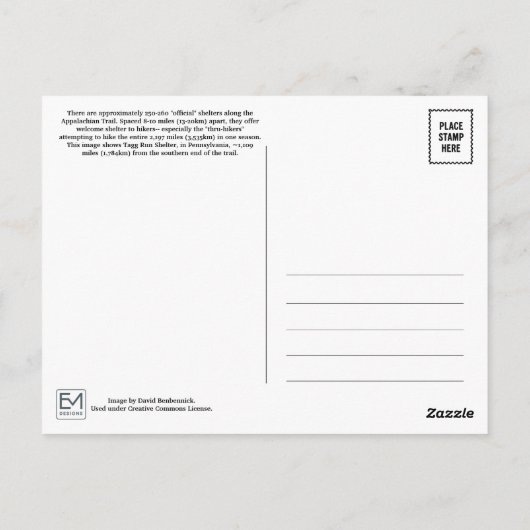 Tagg Run Appalachian Trail Postcard Briefkaart (Achterkant)