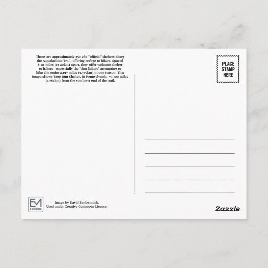 Tagg Run Appalachian Trail Postcard Briefkaart (Achterkant)