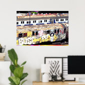 Tagged-up metrowagen poster (Thuiskantoor)