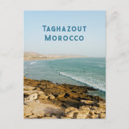 Taghazout-baai en surfers, Marokkaanse reisfoto Briefkaart