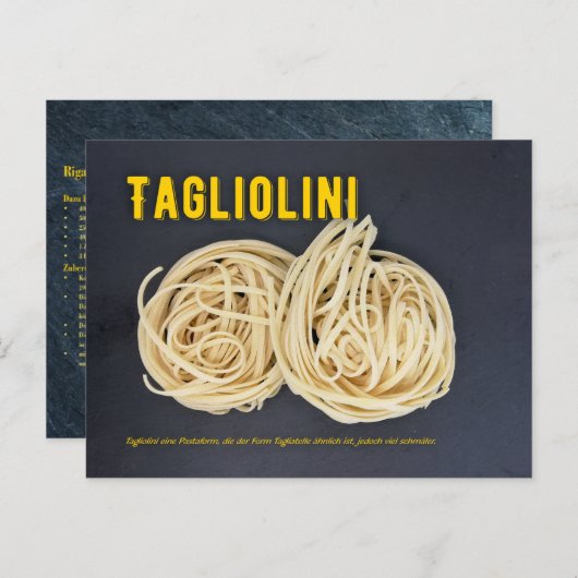 Tagliolini Italienisches Restaurant Rezept zutat Briefkaart (Voorkant / Achterkant)