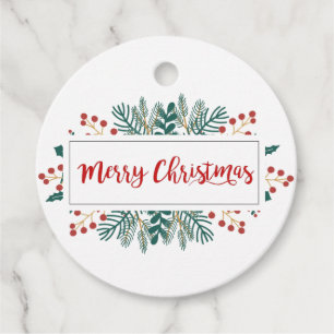 Tags voor kerstcadeaus Vrolijk kerstscript Holly Bedankjes Labels