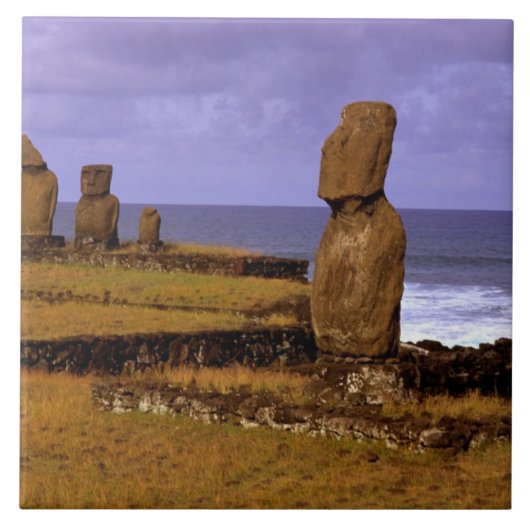 Tahai Platform Moai Beeld Abstracts Pasen Tegeltje (Voorkant)
