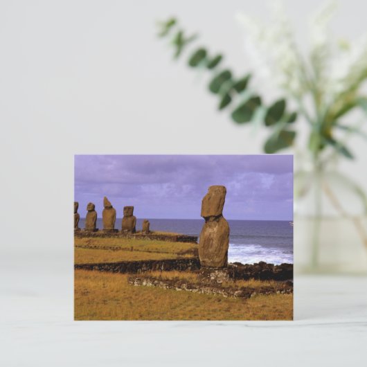 Tahai Platform Moai Statue Abstracts Easter Briefkaart (Staand voorkant)