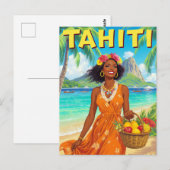 Tahiti Beach Beauty Retro Art Briefkaart (Voorkant / Achterkant)