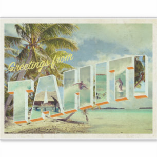 Tahiti  briefkaart foto sticker