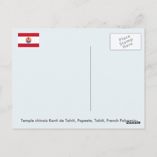 Tahiti, Chinees Kanti-tempel van Tahiti, Papeete Briefkaart (Achterkant)