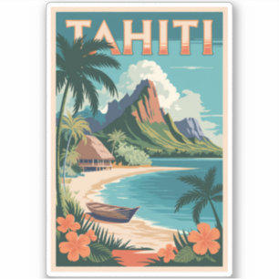 Tahiti Frans-Polynesië Illustratie Reis Kunst Sticker