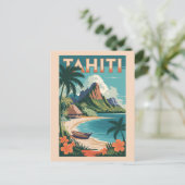 Tahiti Frans Polynesië Illustratie Reiskunst Briefkaart (Staand voorkant)