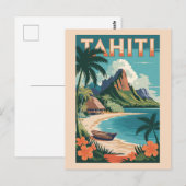 Tahiti Frans Polynesië Illustratie Reiskunst Briefkaart (Voorkant / Achterkant)