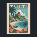 Tahiti Frans Polynesië Illustratie Reiskunst Briefkaart<br><div class="desc">Tahiti retro vector reisontwerp. Tahiti is het grootste eiland van Frans-Polynesië,  de archipel van de Stille Zuidzee.</div>