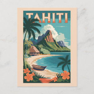 Tahiti Frans Polynesië Illustratie Reiskunst Briefkaart