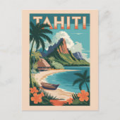 Tahiti Frans Polynesië Illustratie Reiskunst Briefkaart (Voorkant)