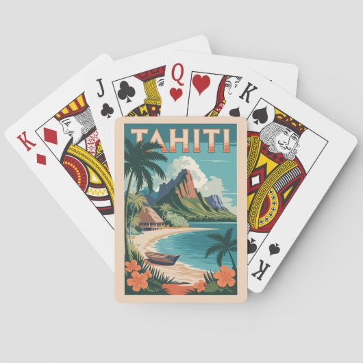 Tahiti Frans Polynesië Illustratie Reiskunst Pokerkaarten (Achterkant)