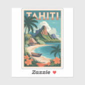 Tahiti Frans Polynesië Illustratie Reiskunst Sticker (Vel)