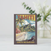 Tahiti Frans Polynesië Painter Travel Art Retro Briefkaart (Staand voorkant)