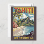 Tahiti Frans Polynesië Painter Travel Art Retro Briefkaart (Voorkant / Achterkant)