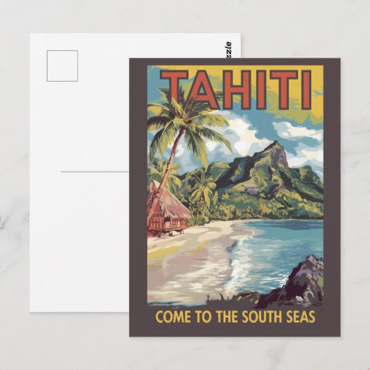 Tahiti Frans Polynesië Painter Travel Art Retro Briefkaart (Voorkant / Achterkant)