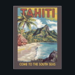 Tahiti Frans Polynesië Painter Travel Art Retro Briefkaart<br><div class="desc">Tahiti retro vector reisontwerp. Tahiti is het grootste eiland van Frans-Polynesië,  de archipel van de Stille Zuidzee.</div>