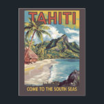 Tahiti Frans Polynesië Painter Travel Art Retro Briefkaart<br><div class="desc">Tahiti retro vector reisontwerp. Tahiti is het grootste eiland van Frans-Polynesië,  de archipel van de Stille Zuidzee.</div>