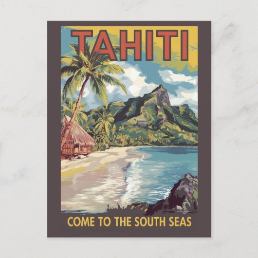 Tahiti Frans Polynesië Painter Travel Art Retro Briefkaart (Voorkant)