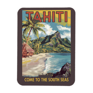 Tahiti Frans Polynesië Painter Travel Art Retro Magneet