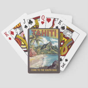Tahiti Frans Polynesië Painter Travel Art Retro Pokerkaarten