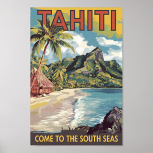 Tahiti Frans Polynesië Painter Travel Art Retro Poster