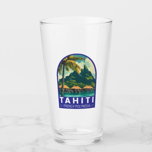 Tahiti Frans-Polynesië Reiskunstembleem Glas (Voorkant)