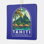 Tahiti Frans-Polynesië Reiskunstembleem Keramisch Ornament (Links)