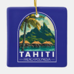 Tahiti Frans-Polynesië Reiskunstembleem Keramisch Ornament<br><div class="desc">Tahiti retro vector reisontwerp. Tahiti is het grootste eiland van Frans-Polynesië,  de archipel van de Stille Zuidzee.</div>