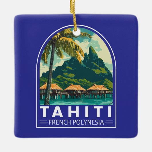 Tahiti Frans-Polynesië Reiskunstembleem Keramisch Ornament (Voorkant)