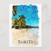 Tahiti Frans Polynesië strand Waterverf Briefkaart (Voorkant)