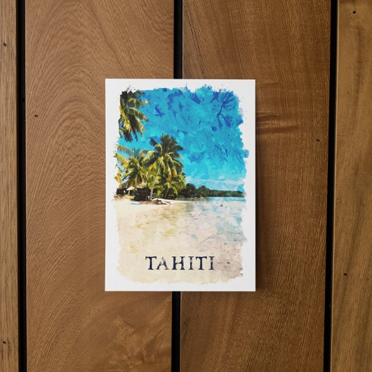 Tahiti Frans Polynesië strand Waterverf Briefkaart